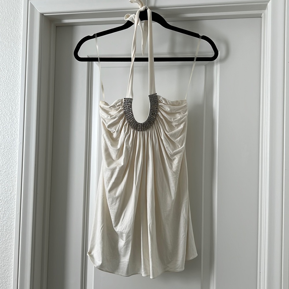 Forever 21 rhinestone halter white top